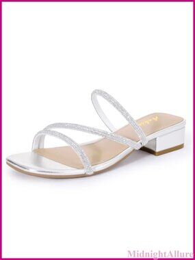 Ankis Strappy Low Block Heel Sandals Square Toe Slide Mules